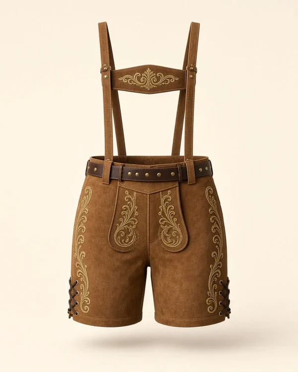 Alpsee Caramel Suede Women's Lederhosen Shorts