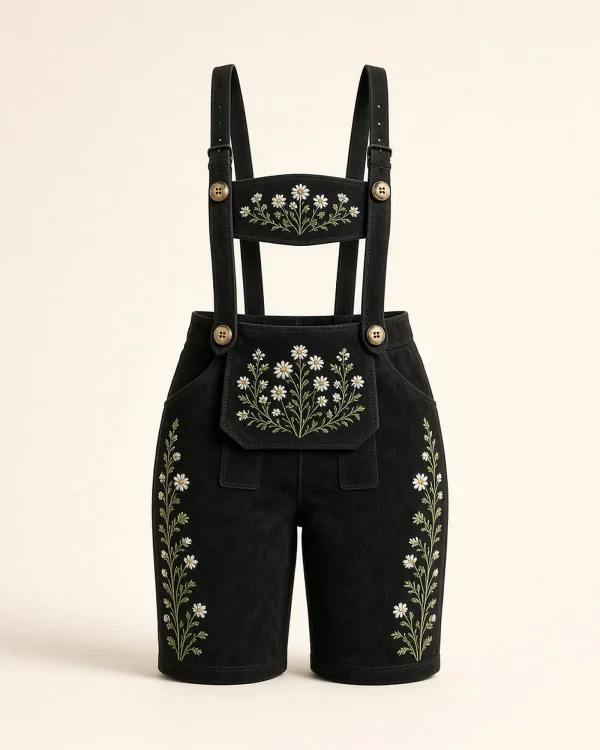 Chiemsee Curve Black Suede Women's Plus Size Lederhosen