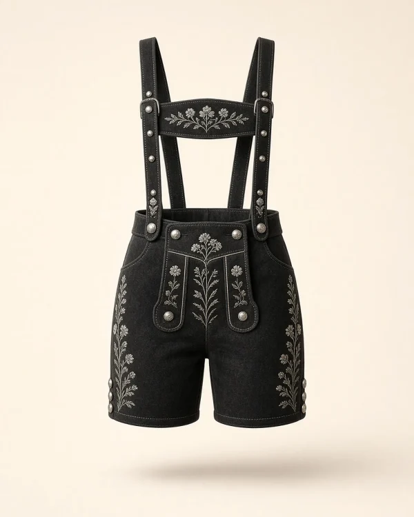 Geroldsee Black Goatskin Women's Lederhosen Shorts