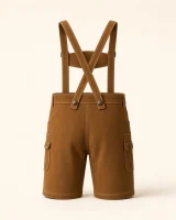 Back of the Kampenwand cognac cow suede lederhosen showing crossed suspenders and seat