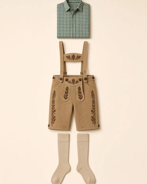 Lech Light Tan Essentials Lederhosen Outfit Set