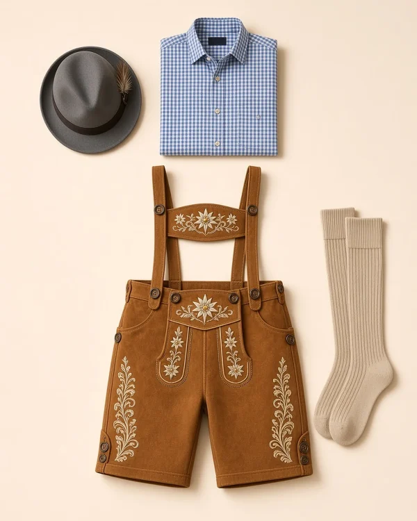 Leitzach Cognac Complete Lederhosen Outfit Set