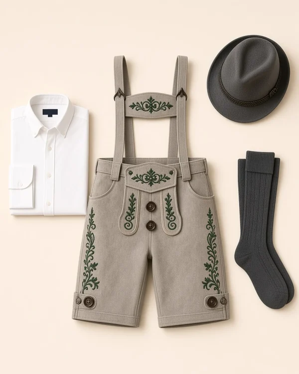 Partnach Stone Grey Complete Lederhosen Outfit Set