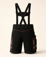 Back of the Rotwand black cow suede lederhosen showing crossed suspenders and seat