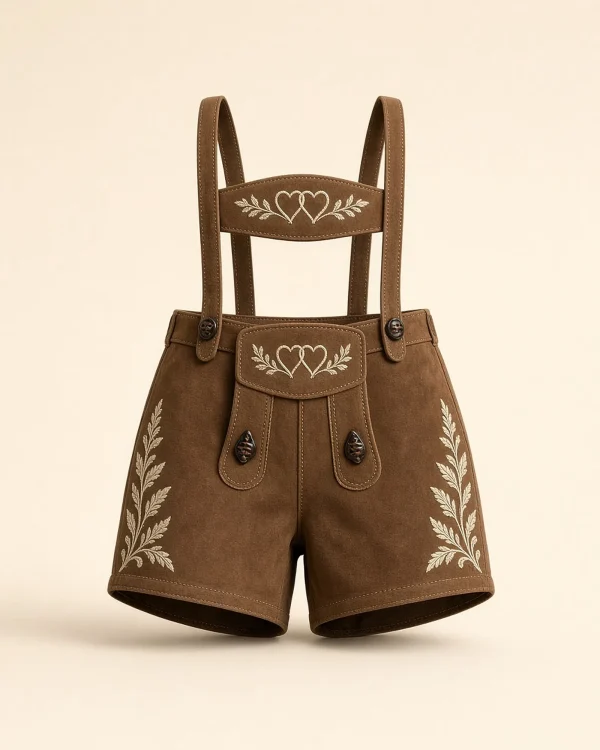 Spitzing Walnut Brown Suede Women's Lederhosen Shorts