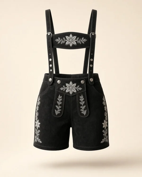 Staffelsee Black Suede Women's Lederhosen Shorts