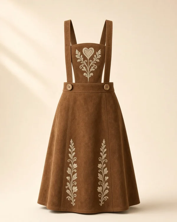 Thumsee Medium Brown Suede Women's Lederhosen Skirt